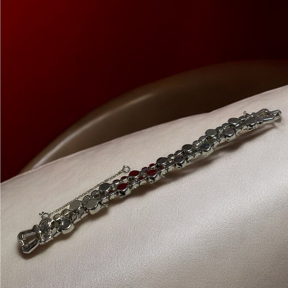 Albert Weiss Vintage Silver Rhodium Crystal Bracelet 7-1/8” - Picture 9 of 14